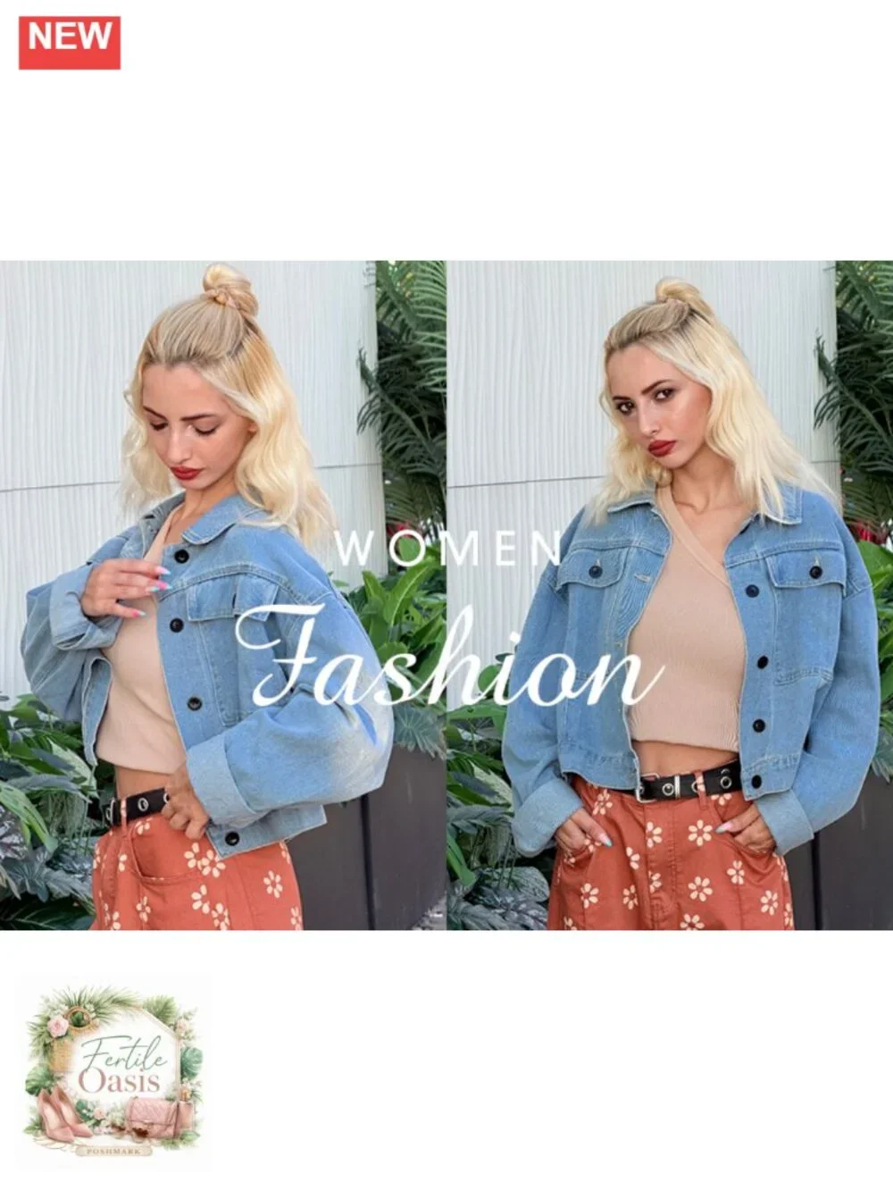 Oversized Cropped Denim Jacket with Pockets Lightweight Stretch Jean Shacket